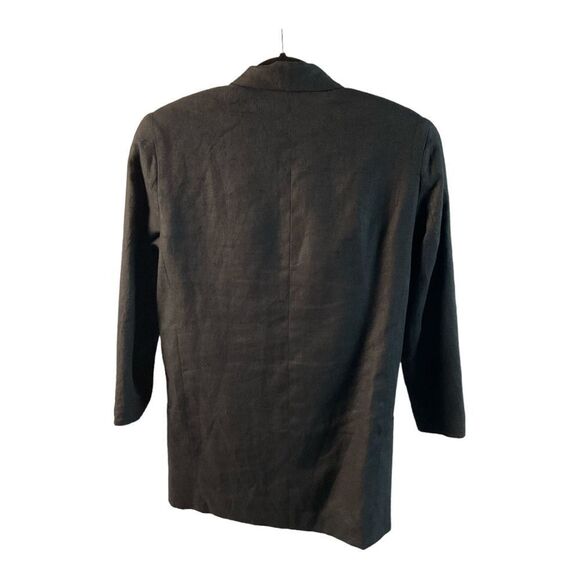 Harris Wallace Women's Vintage Black 100% Linen Blazer Jacket Size Petite - Picture 3 of 13